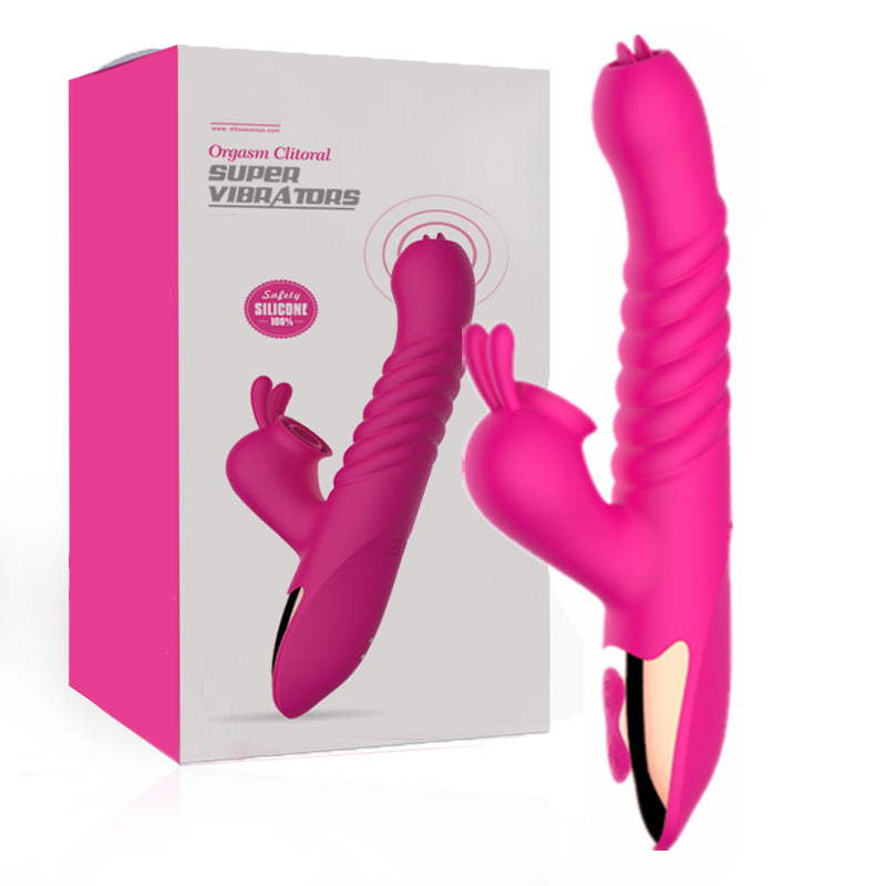 Centerel Rabbit Vibrator Sex Toys with Vibrating Sucking Licking & Telescoping Function for G-Spot Stimulation Vibrator for Women