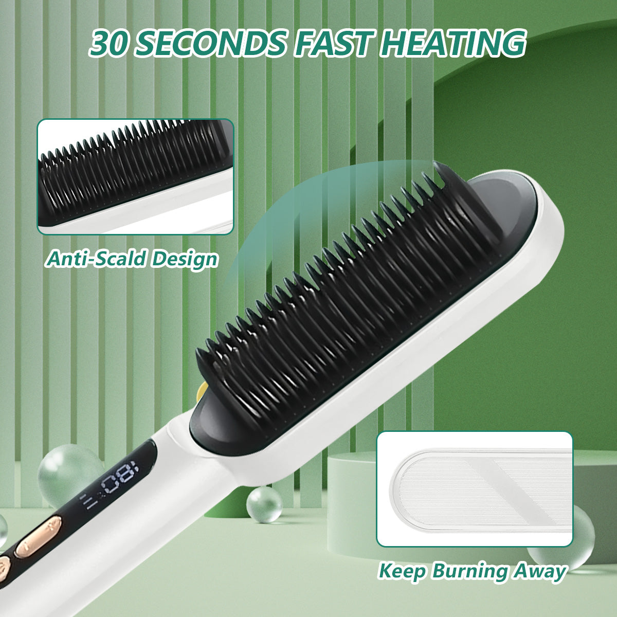 Hair Straightener Brush, Ionic Hair Straightener Comb with Fast Heating & Anti-Scald Perfect for Professional Salon at Home