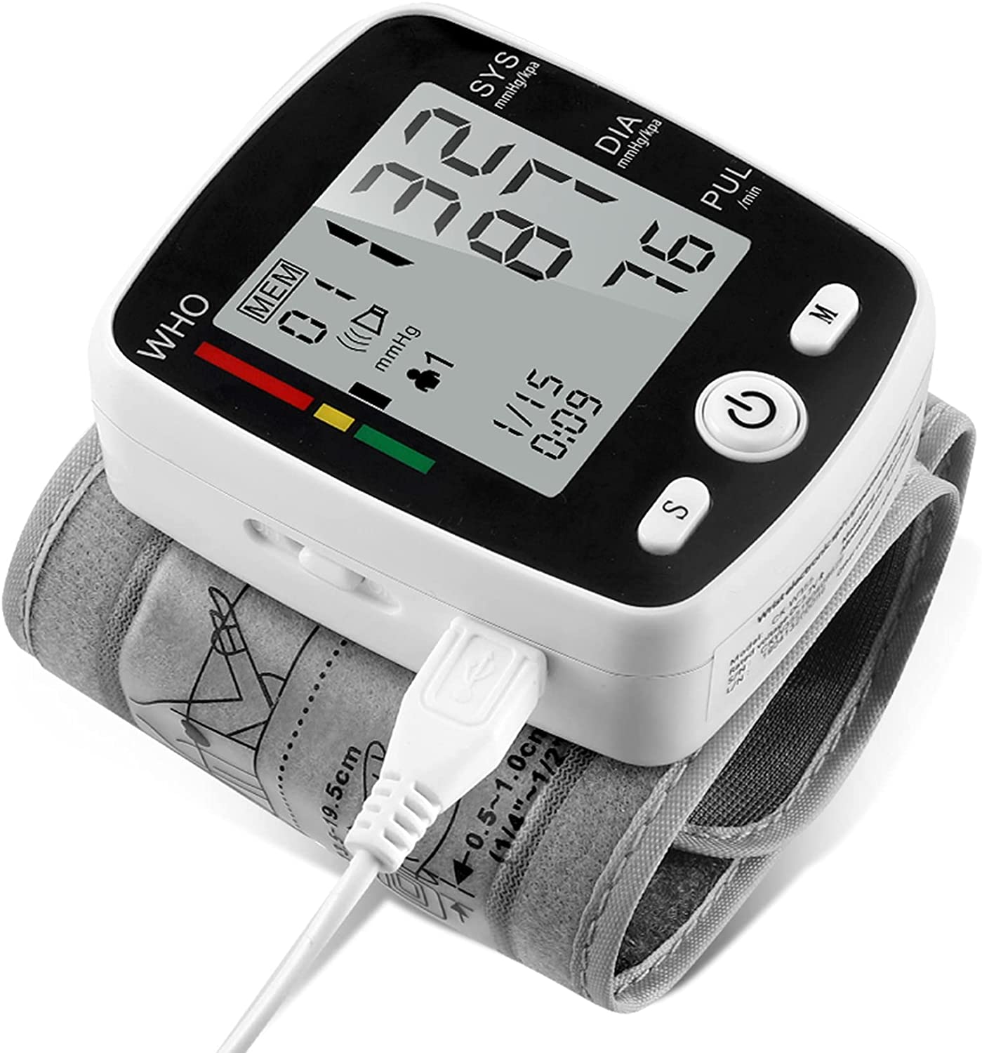 Blood Pressure Machine, Rechargeable Wrist Blood Pressure Monitor Sphygmomanomete, Accurate Blood Pressure Machine for Home Use