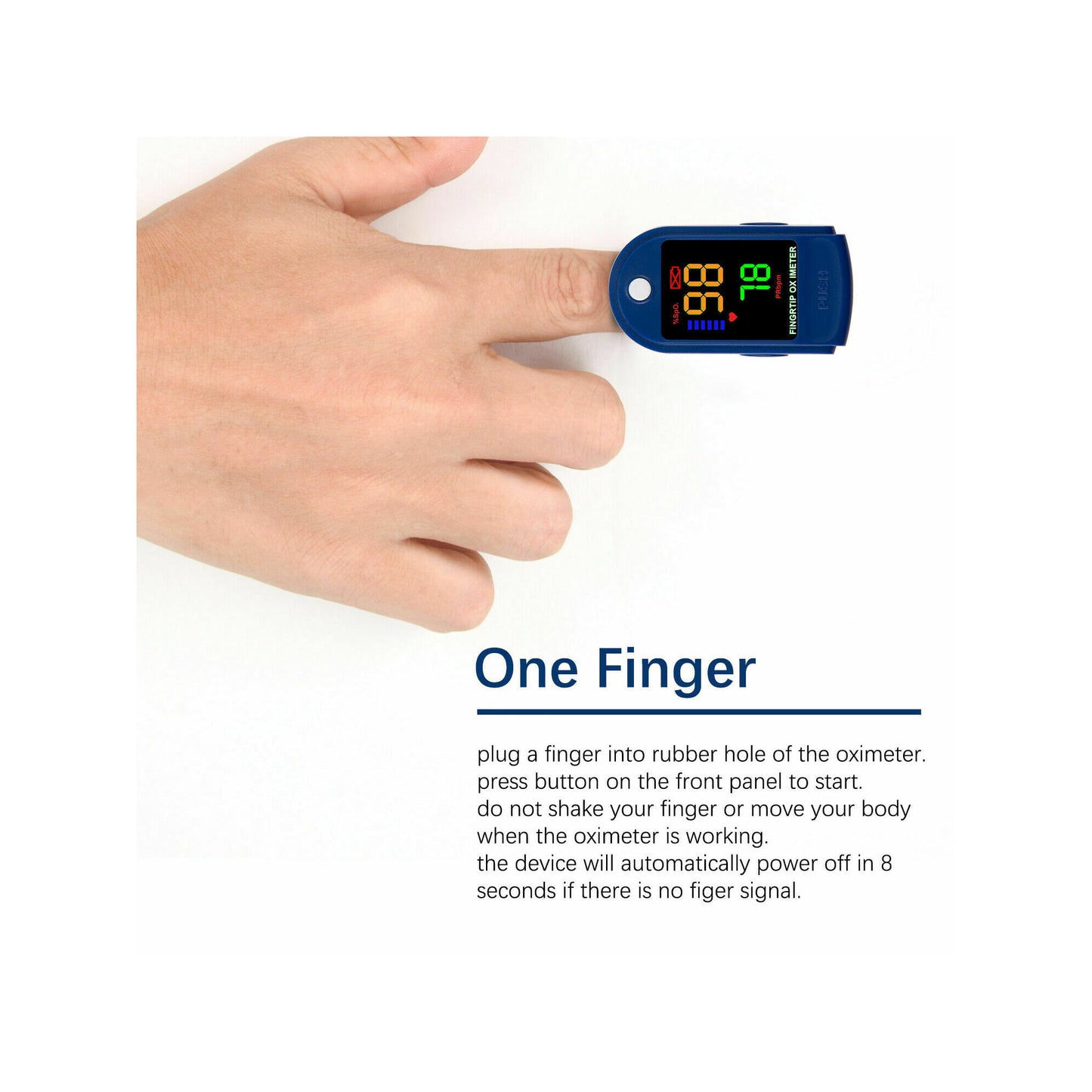 Portable Finger Pulse Oximeter, Heart Rate SPO2 Monitor Blood Oxygen LED