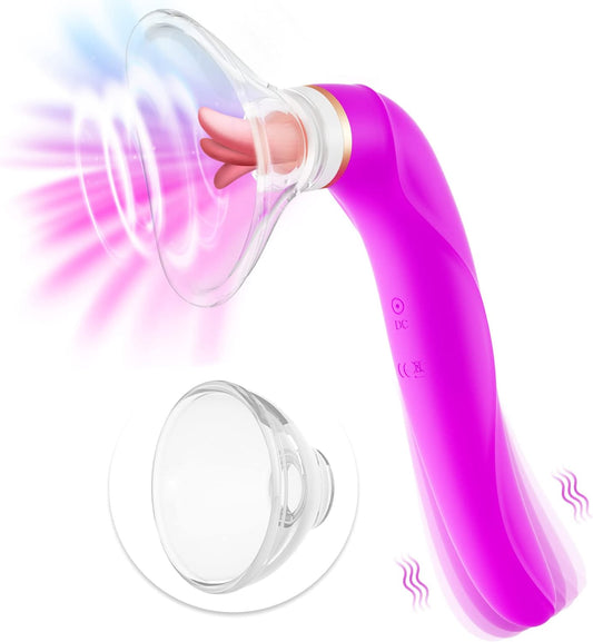 3 in 1 Vibrator with 8 Sucking Modes 5 Licking Tongue and 10 Vibrating Modes, G-spot Nipples Vagina Stimulator Adult Sex Toy for Women Couples