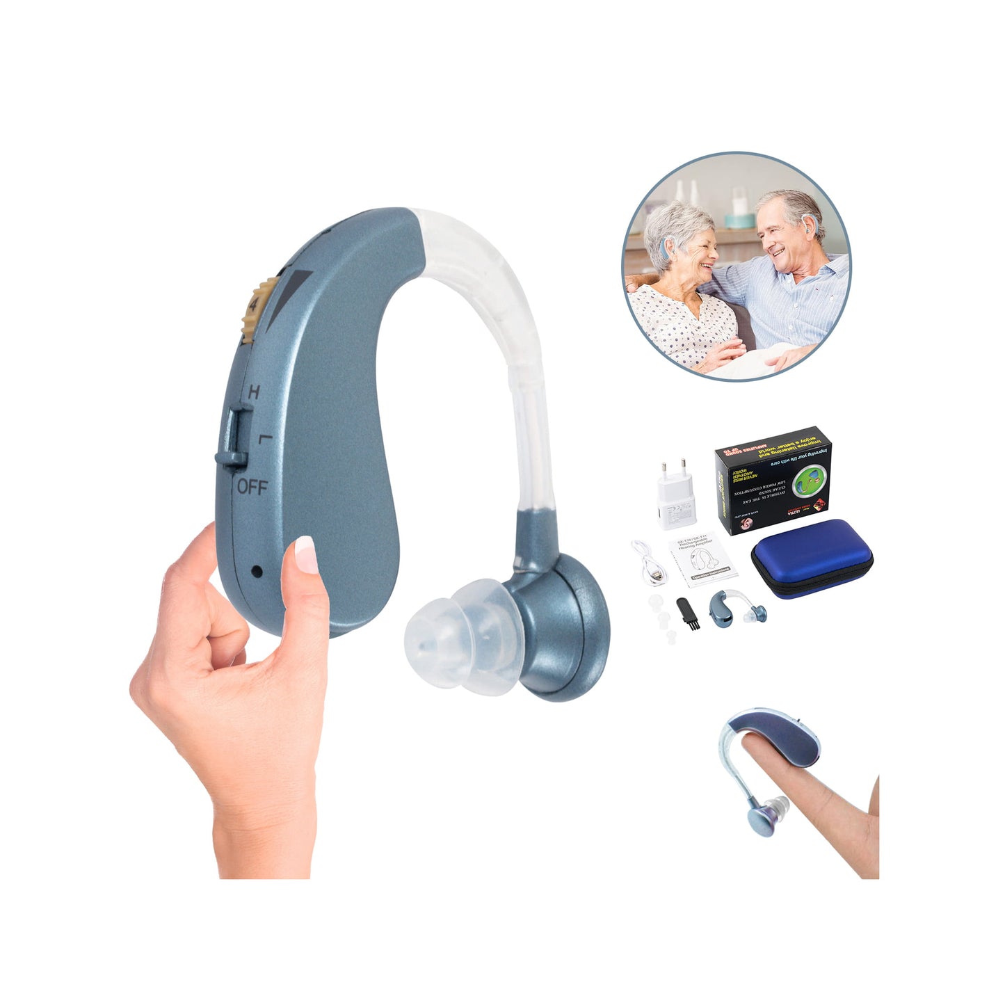 Hearing Amplifiers for Seniors Rechargeable with Noise Cancelling, Ear Hearing Amplifiers with Feedback Cancellation