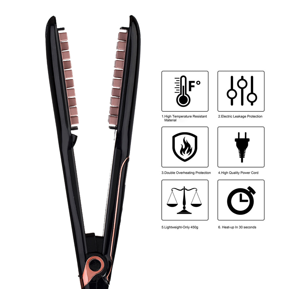 Elecsop Volumizing Hair Iron 2 in 1 Ceramic Tool Increase Hair Volume Straighteners Adjustable Temperature Lasting for All Hair Types Men Women