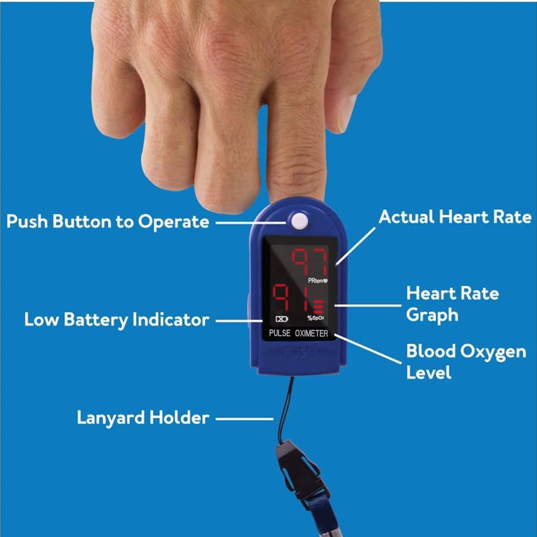 BDUN Pulse Oximeter Blood Oxygen SpO2 Sports Monitor with Lanyard
