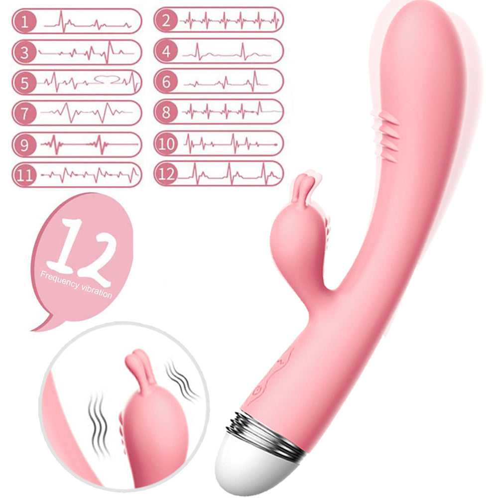 Powerful Rabbit Vibrator for G Spot Vaginal Stimulation with 12 Vibration, Waterproof Adult Sex Toys for Women and Couples ,Pink