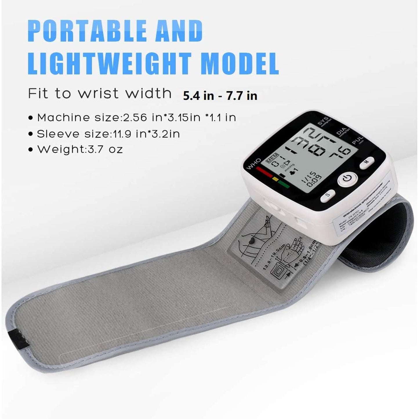 BDUN Blood Pressure Monitor, Wrist Blood Pressure Cuff Monitor with USB Charging, Automatic Digital BP Machine,Voice Broadcast, Large Display Screen