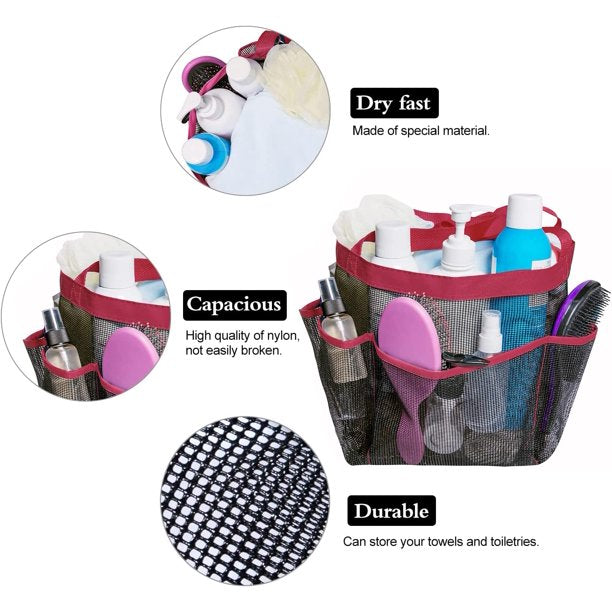 Portable Mesh Shower Caddy, Bathroom Basket Bag Quick Dry Breathable Caddy Tote, Pink