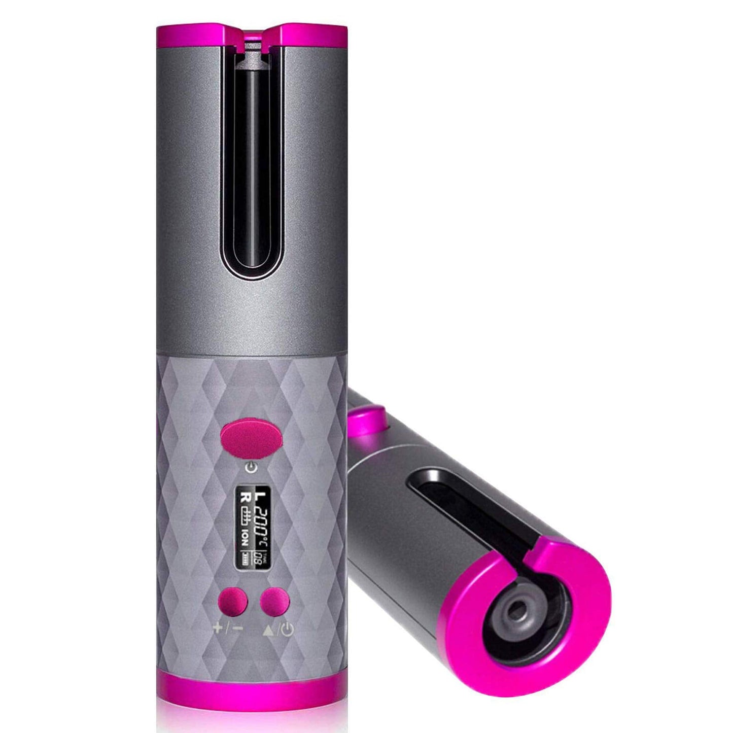 ELECSOP Cordless Hair Curling Iron - Portability Automatic Rotating Hair Curler with 6 Temperatures and Timer Settings, Auto Shut-Off Hair Curling Iron Wand