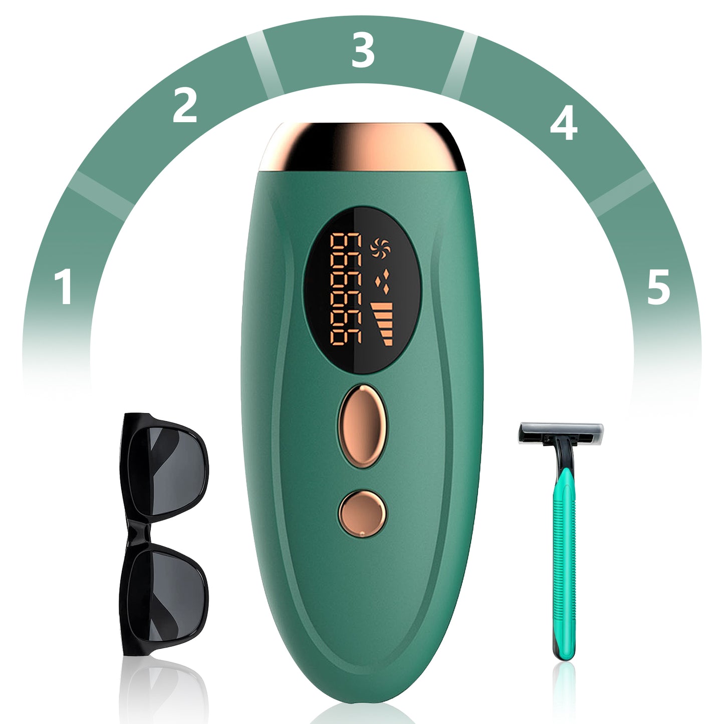 IPL Hair Removal for Women and Men, New Upgraded 999,900 Flashes Permanent Laser Hair Removal Device on Facial Legs Arms Armpits Body, At-Home Use(Dark Green)