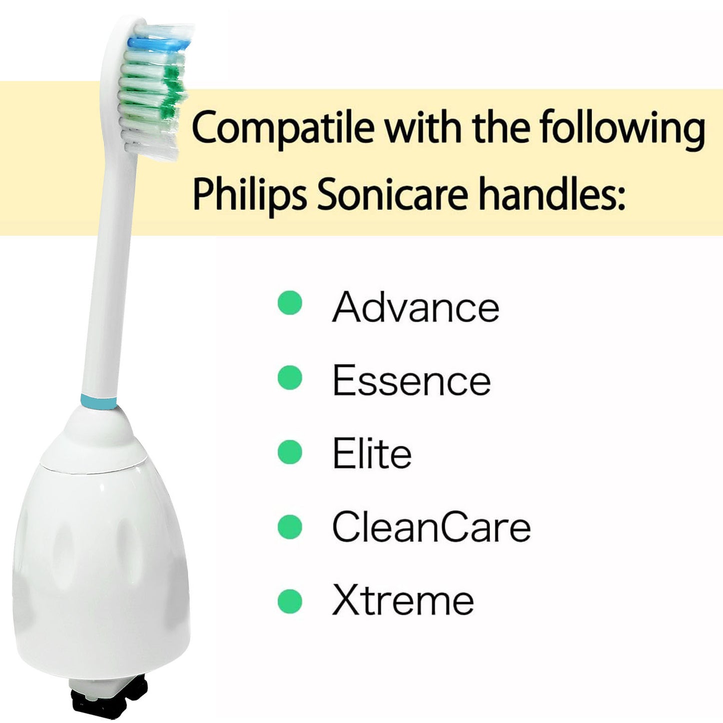 10 Sonic Replacement Brush Heads Compatible with Philips Sonicare E-series Elite, Essence, Advance, C