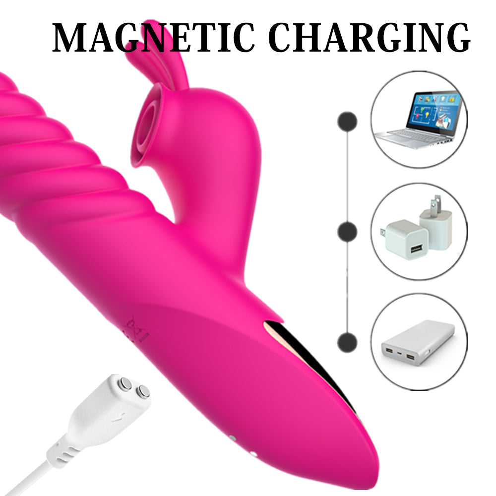 Centerel Rabbit Vibrator Sex Toys with Vibrating Sucking Licking & Telescoping Function for G-Spot Stimulation Vibrator for Women