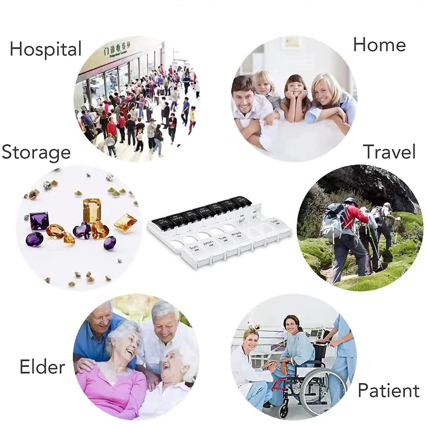 Lukka Pill Organizer, 7 Day Pill Box Twice a Day with Push Button, Arthritis Friendly Day Night Vitamin Organizer, Weekly Pill Case Container