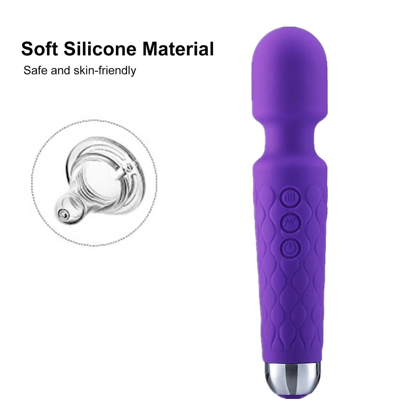 Wand Massager Vibrator G Spot Vibrator Wand with 8 Speeds 20 Vibration Modes, Quiet Cordless Personal Massager Sex Toys for Women-Purple