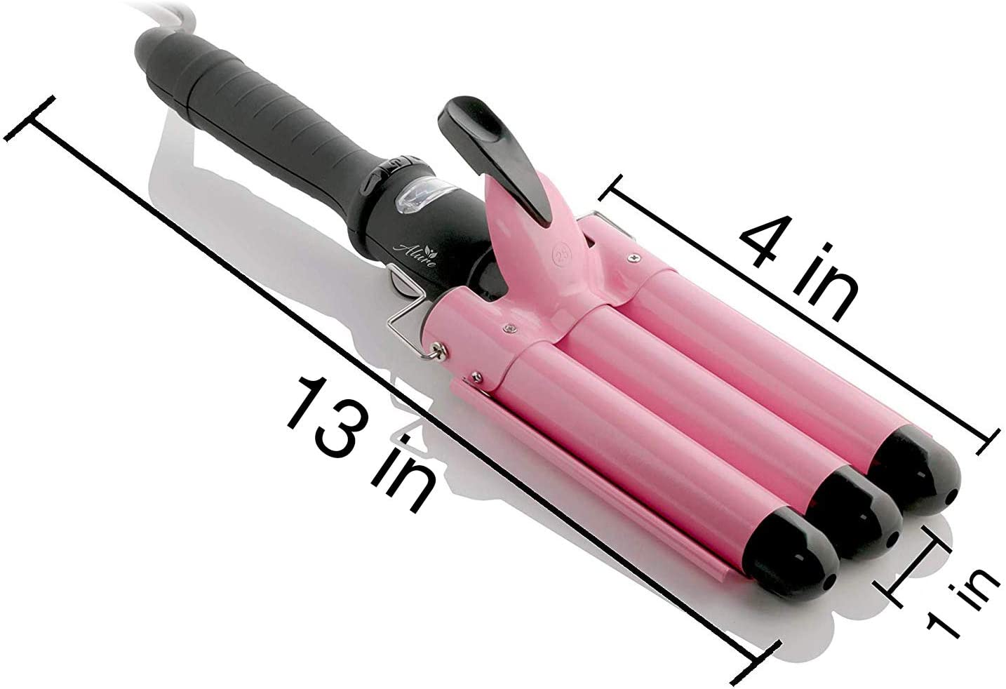 3 Barrel Curling Iron Wand with LCD Temperature Display - Hosey 1 Inch Ceramic Tourmaline Triple Barrels Hair Waver, Dual Voltage Hair Crimper (Pink)