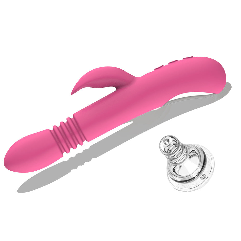 Thrusting Rabbit Vibrator for Women G-Spot Stimulating Sex Toy Centerel Vibrator with 10 Powerful Vibrations and 10 Stretch Modes and Heating