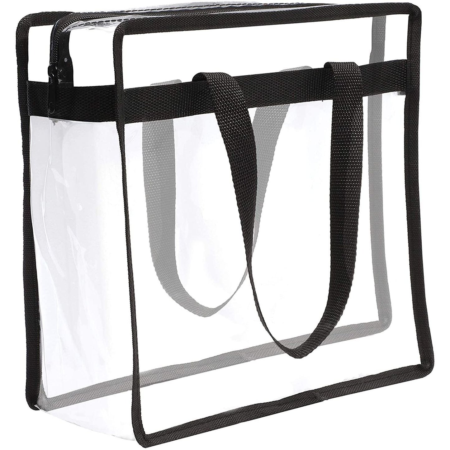 Clear Plastic Tote Bags for Concert, Transparent Shoulder Bag with Zipper, 12x12x6 in, Black