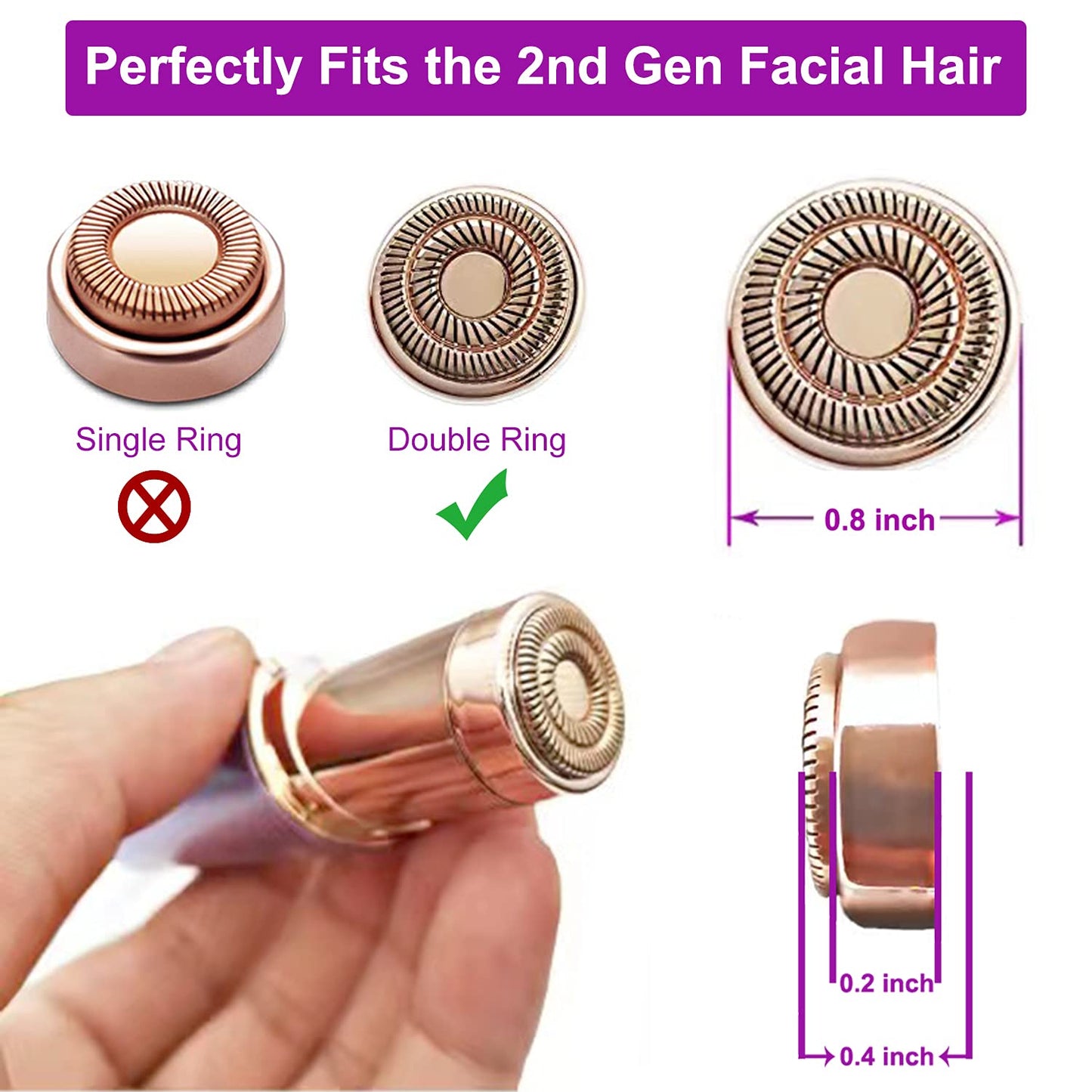 Facial Hair Removal Replacement Heads for Women, 4p Compatible with Finishing Touch Flawless Facial Hair Remover, Double Halo Replacement Heads