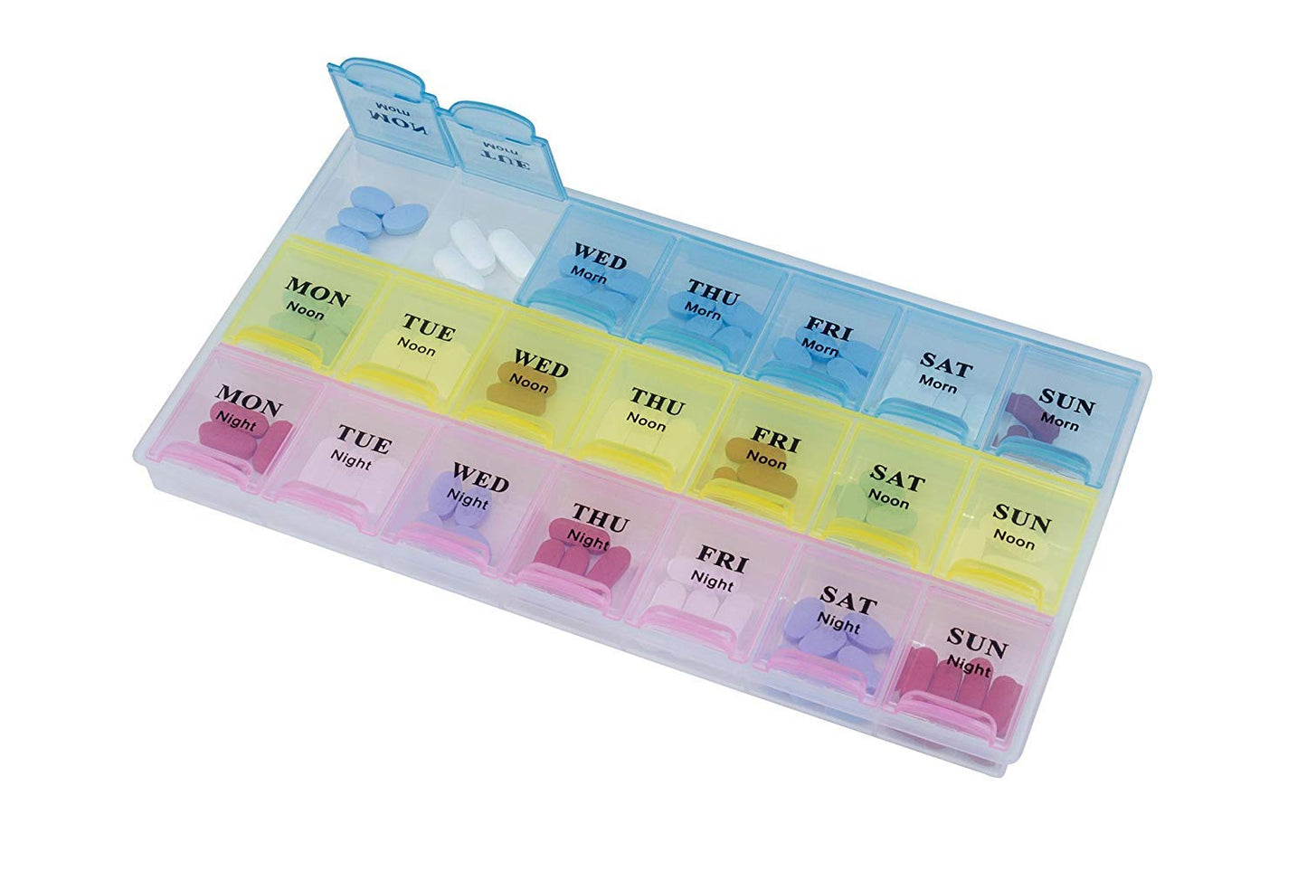 Centerel 2 Pack Weekly Pill Organizer, 3 Times a Day Medicine Organizer, Pill Box Easy to Read & Travel Friendly