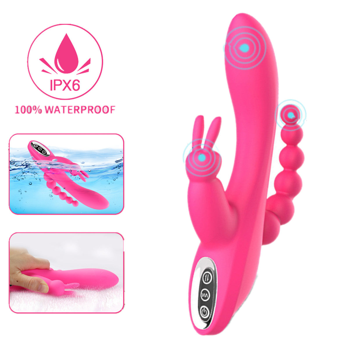CENTEREL 3 In 1 Rabbit Vibrator Dildo Rechargeable Vibrator Clitoris Stimulator Silicone Sex Toys with 7 Powerful Vibration Modes G Spot Massager Adult Toys for Women