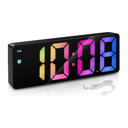 12/24 Bedroom Alarm Clock, 6.5 Inch HD Display, Color Digital, 3-level Brightness Adjustable Desk Clock