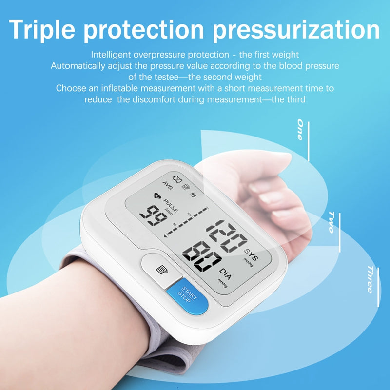 Blood Pressure Machine, Wrist Blood Pressure Monitor  Cuff with Large LCD Display, Automatic BP Monitor with Reading Memory Voice for Home Use