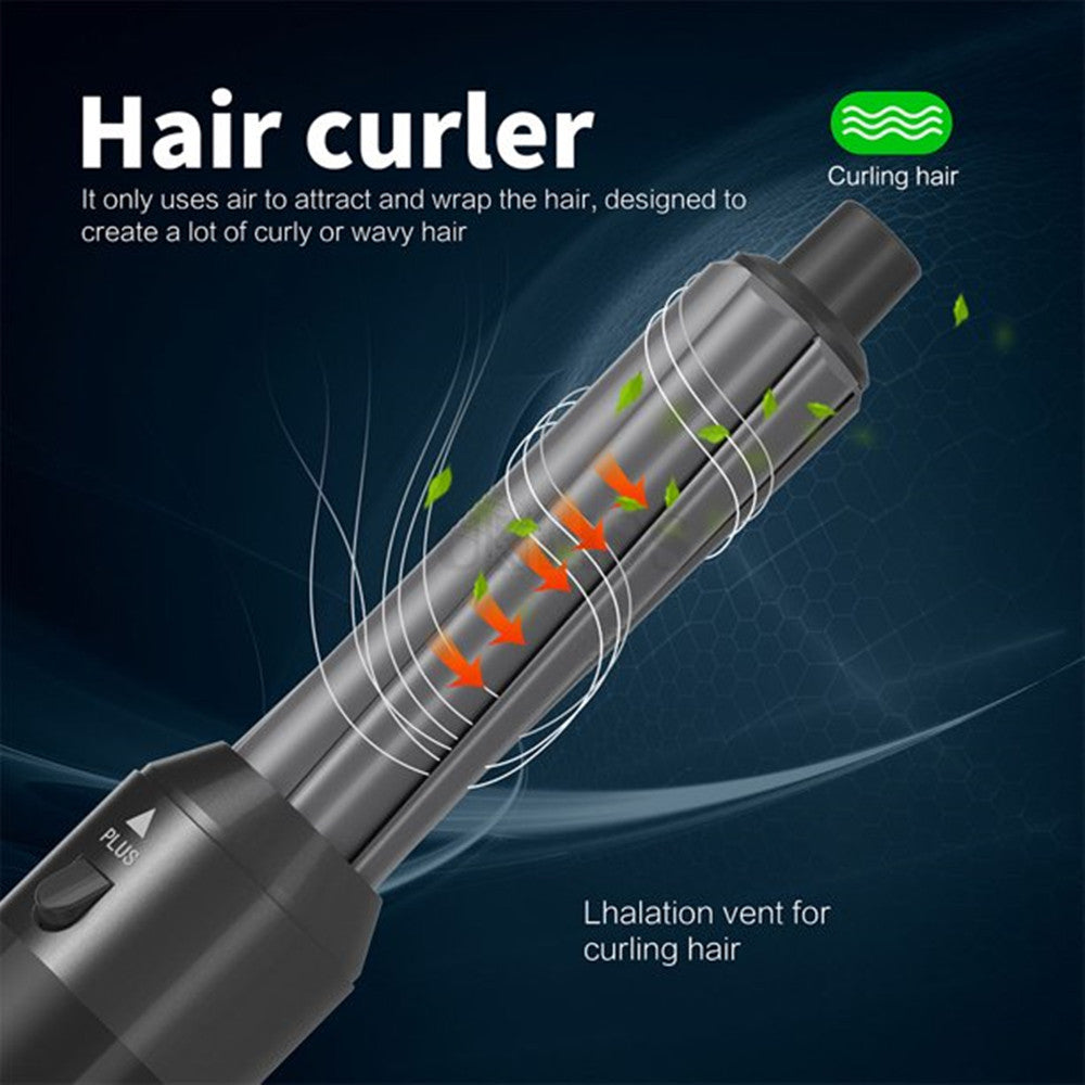 5 in 1 Hair Blower Hot Air Styler, Negative Ion Hair Straightener Volumizer Hair Curler Hot Air Wrap Comb Brush, Black