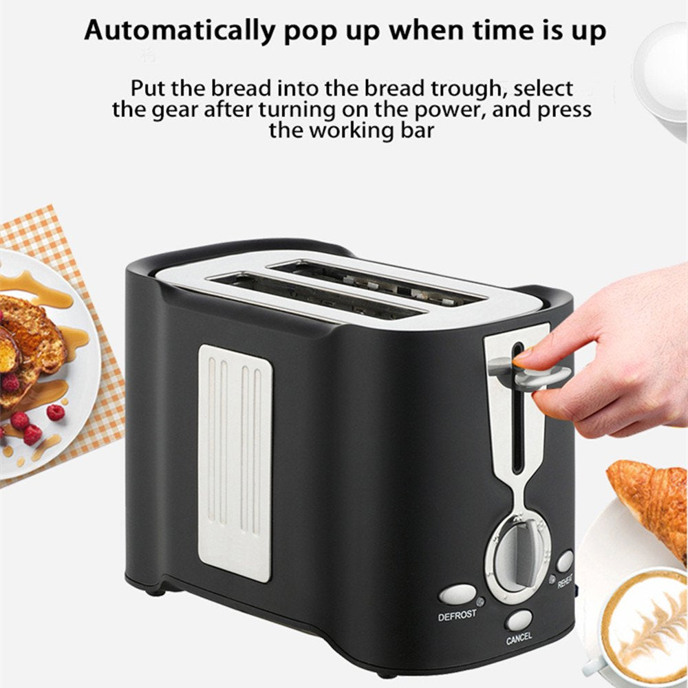 2 Slice Toaster, Stainless Steel Toaster 7 Bread Shade Settings, Warming Rack Defrost/Reheat/Cancel, Extra Wide Slots, Removable Crumb Tray 800 W