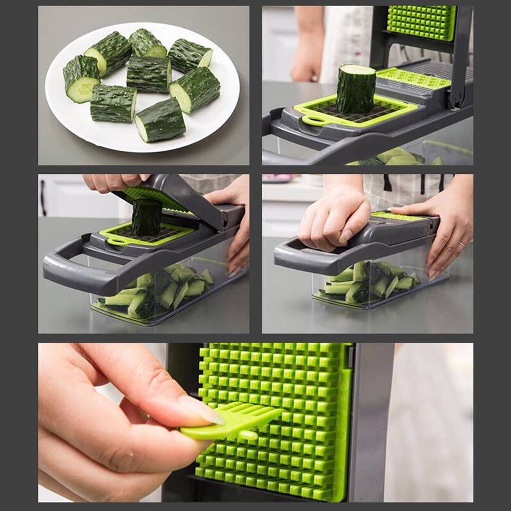 Vegetable Chopper Dicer Cutter Grater Egg Slicer Onion Chopper Multifunction 7 in 1 with Container