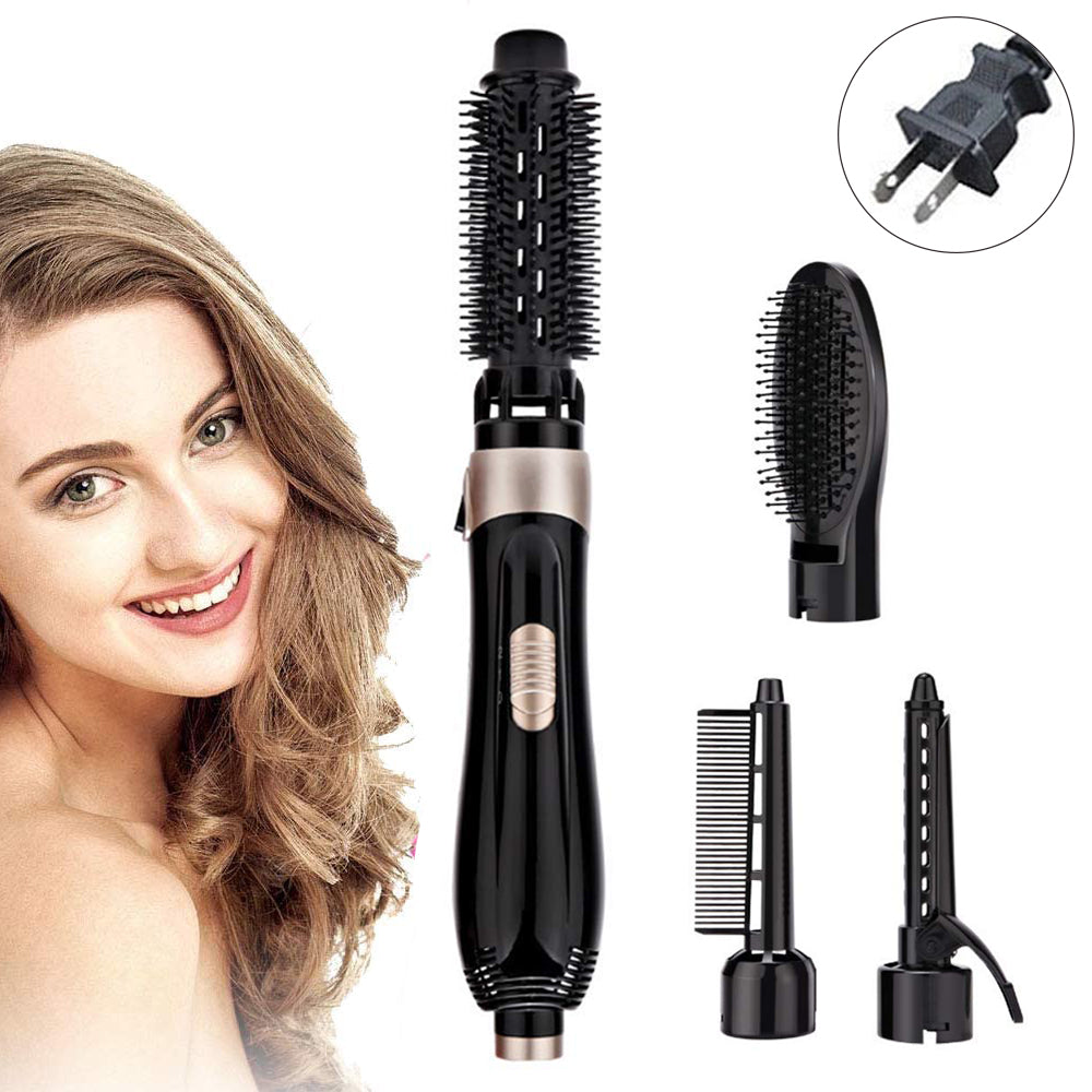 4-in-1 Negative Ion Blow Styler Hair Dryer Brush, & Volumizer in one, Curler Straightener Brush, Lightweight Hot Air for Fast Drying Salon Results