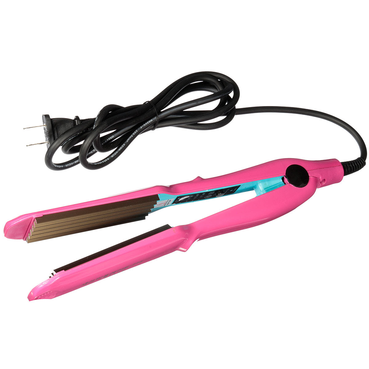 Elecsop Upgraded Professional Hair Crimper Curler Wand Dry&Wet Use Ceramic Curling Iron with 5-Speed Temperature Control - Rose Red