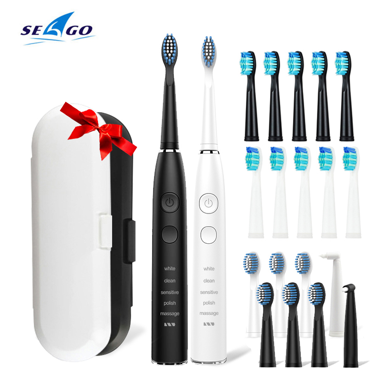 Electric Toothbrush SG 575, Centerel Soinc Teeth Brush 2 Minutes Timer 5 Modes IPX7 Waterproof USB Charging Whitening Tooth Scaler, Black