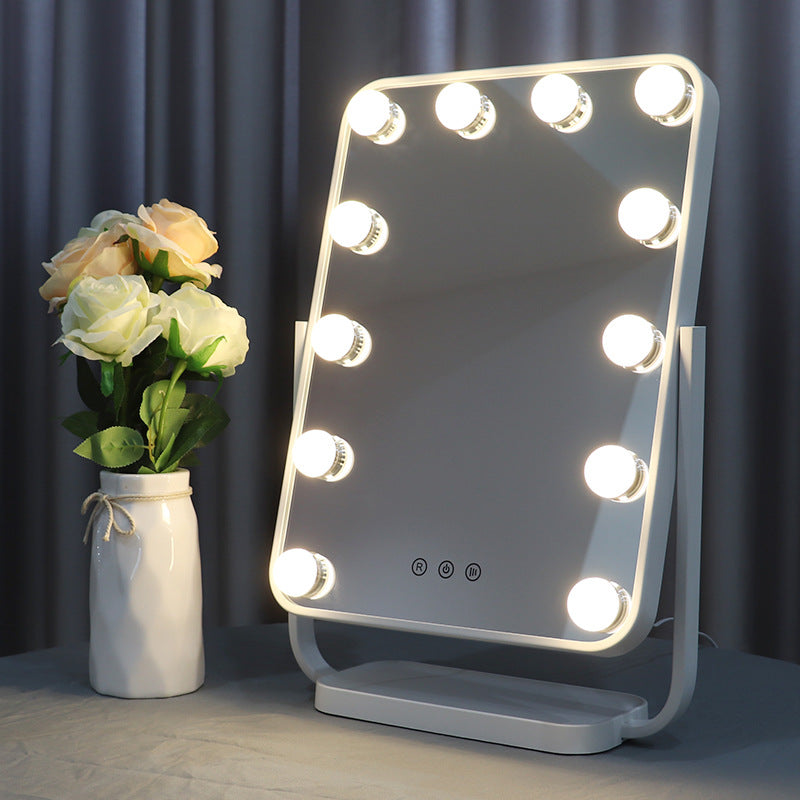 Vanity Mirror with Lights, Lighted Makeup Mirror with 12 Dimmable Bulbs for Dressing Room & Bedroom,3 Color Lighting,Modes Detachable 10x Magnification 360°Ratation(White)