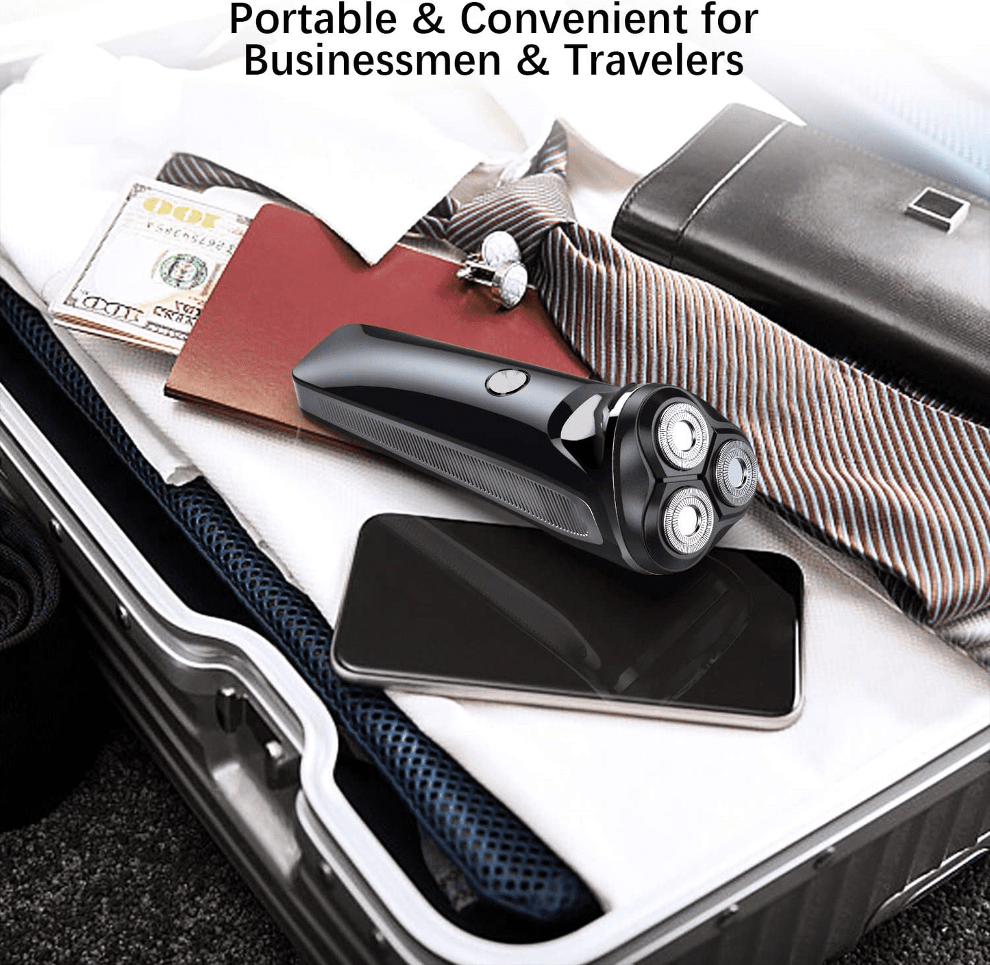 2 in 1 Electric Razor for Men, IPX7 Waterproof 4D Electric Rotary Shaver, Dry Wet Beard Trimmer Travel USB Rechargeable