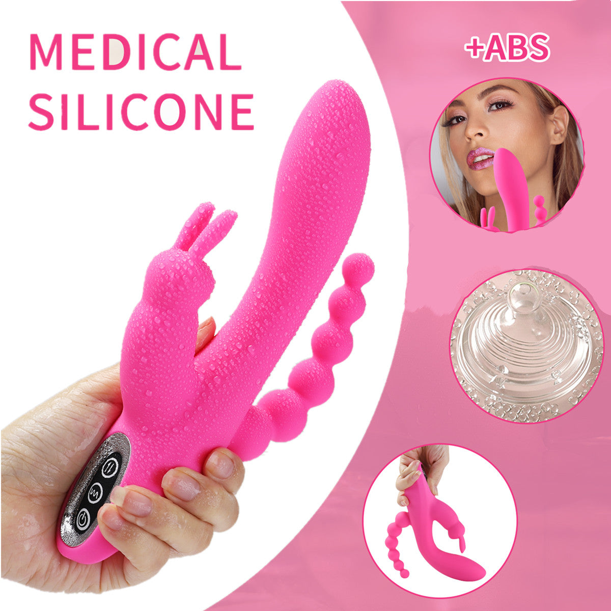 CENTEREL 3 In 1 Rabbit Vibrator Dildo Rechargeable Vibrator Clitoris Stimulator Silicone Sex Toys with 7 Powerful Vibration Modes G Spot Massager Adult Toys for Women