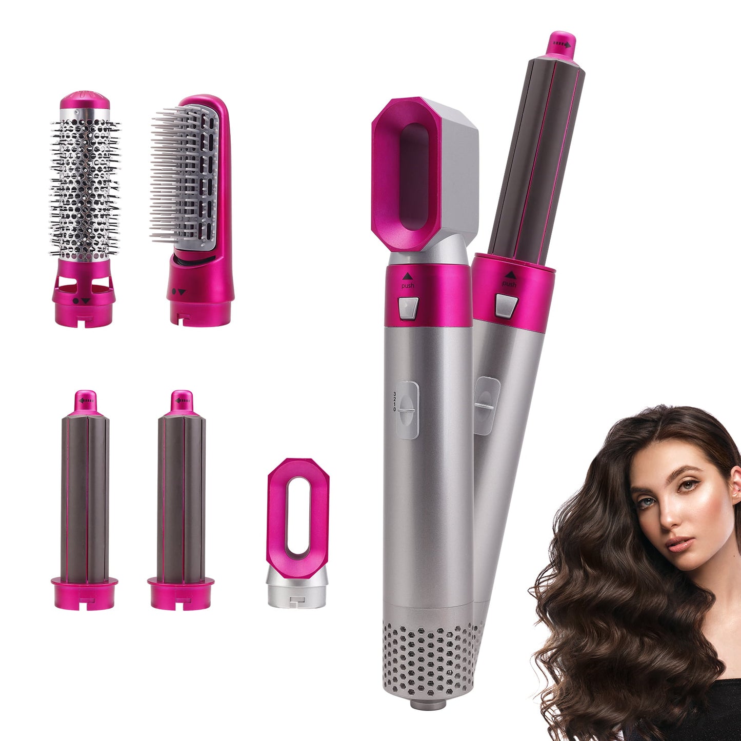 5 in 1 Hair Blower Brush Hairdryer Hair Curler Curling Iron Detachable Hair Styler Electric Hair Comb Rotating Hot Air Brush for All Hairstyle