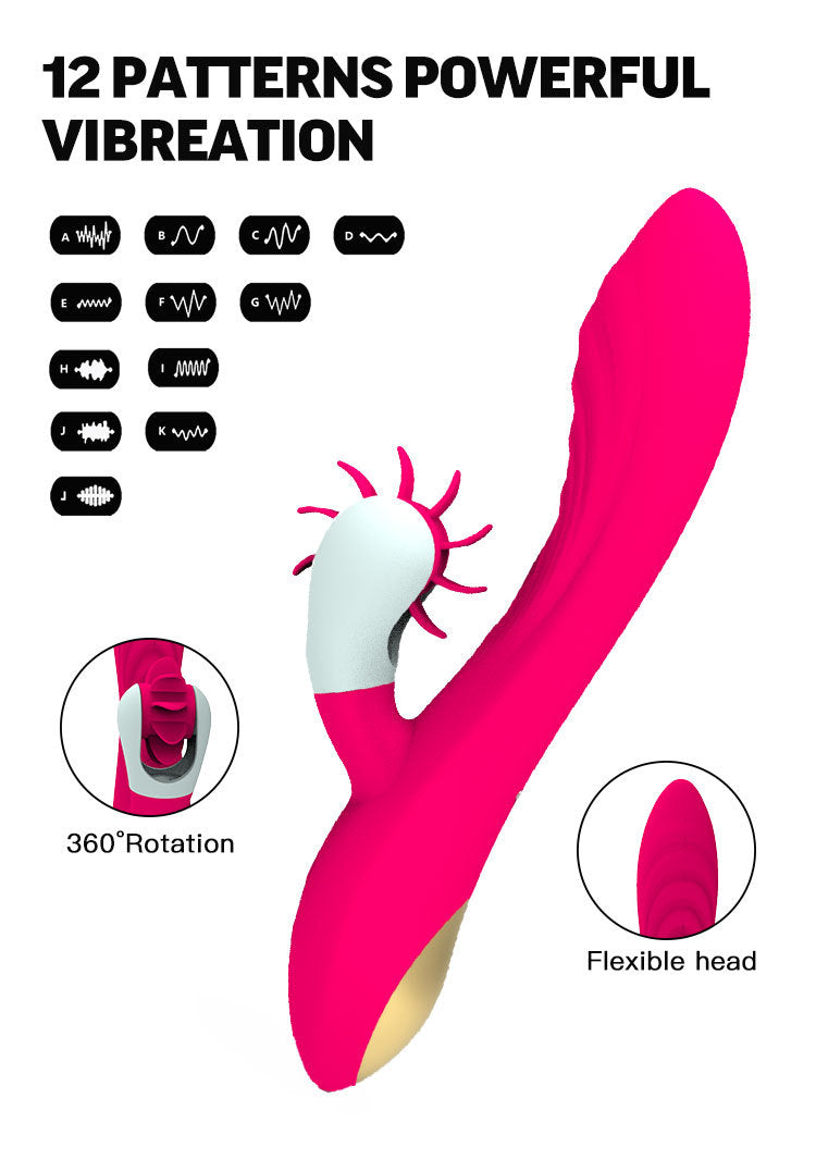 G Spot Vibrator ,IP X7 Waterproof Rose Sex Toys for Vaginal G-spot Stimulation,Waterproof Dildo Vibrator with 12 Frequency Vibrations Dual Motor Stimulator for Women or Couple Fun(Rose Red)