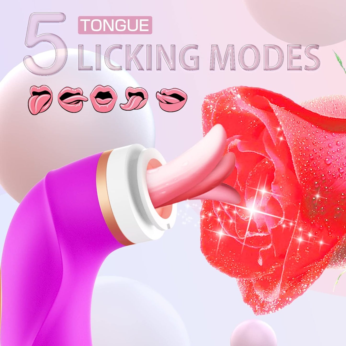 3 in 1 Vibrator with 8 Sucking Modes 5 Licking Tongue and 10 Vibrating Modes, G-spot Nipples Vagina Stimulator Adult Sex Toy for Women Couples