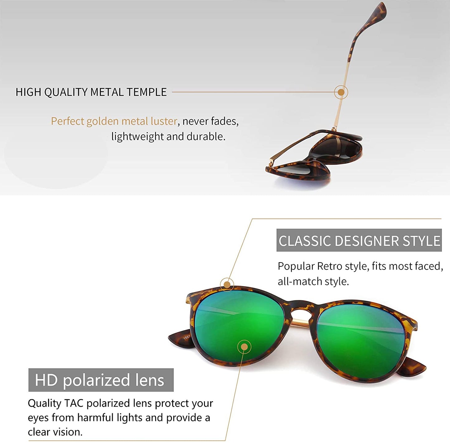 Vintage Round Sunglasses for Women Men Classic Retro Designer Style